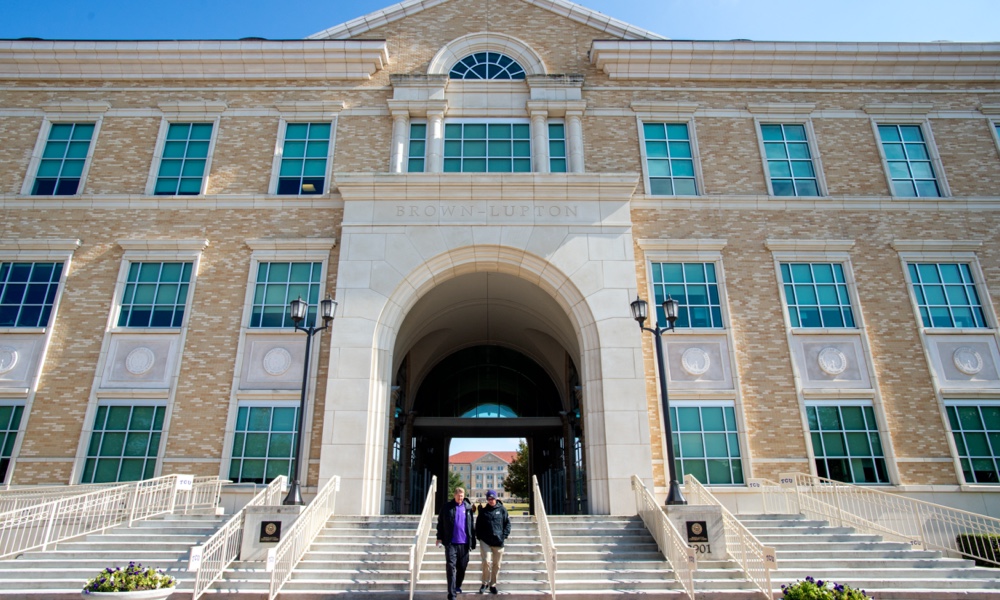 The Brown Lupton University Union stairs, the front of the student union at TCU.